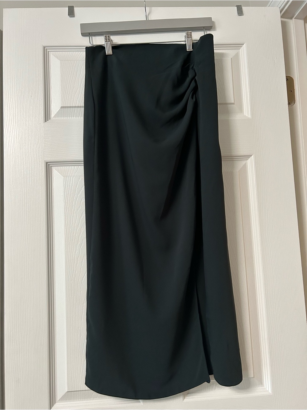 MNG Forest Green Midi Skirt with Side Drape and Slit